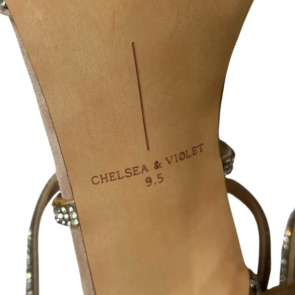 Chelsea & Violet High Heel Sandal 9.5 Silver Rhinestone Evening Prom Formal Gala